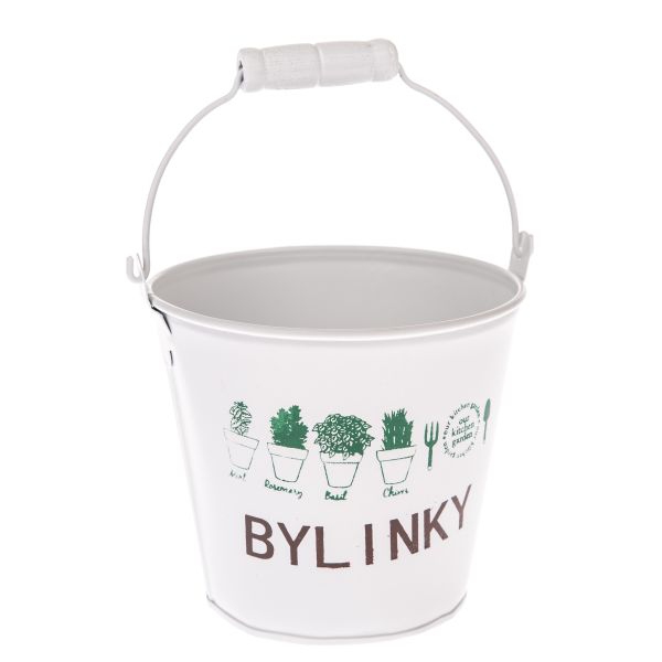 Obal  kovový biely bylinky