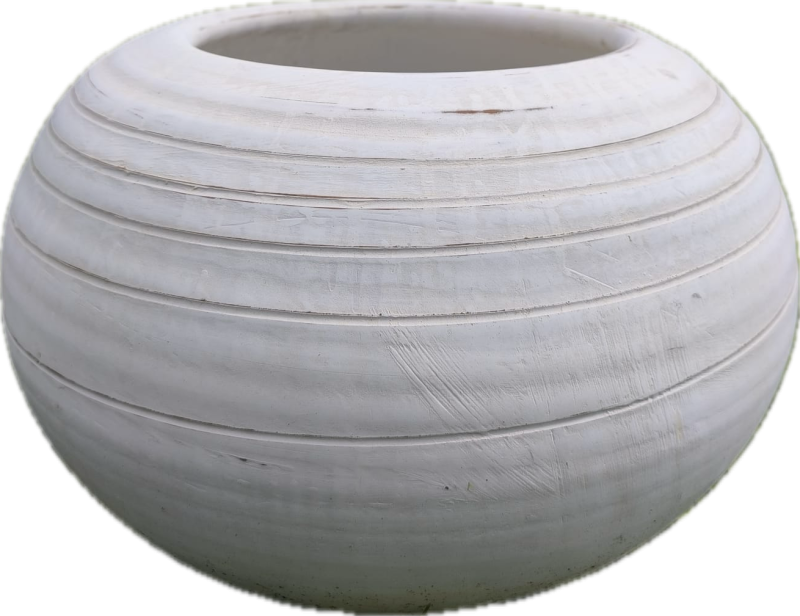 Kvetináč hlinený biely ´Guľa M´