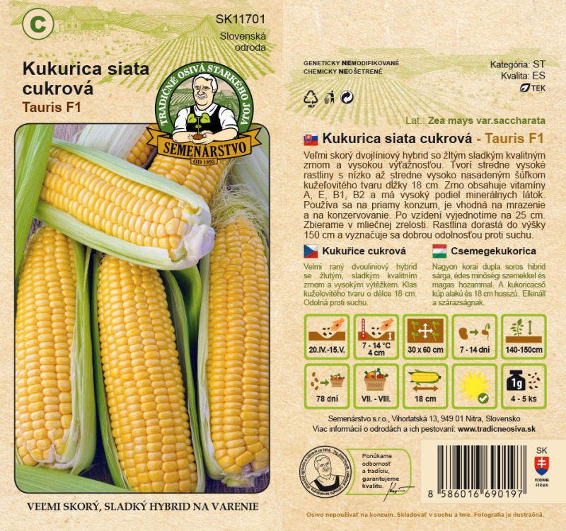 Semenárstvo Kukurica siata cukrová ´Tauris F1´