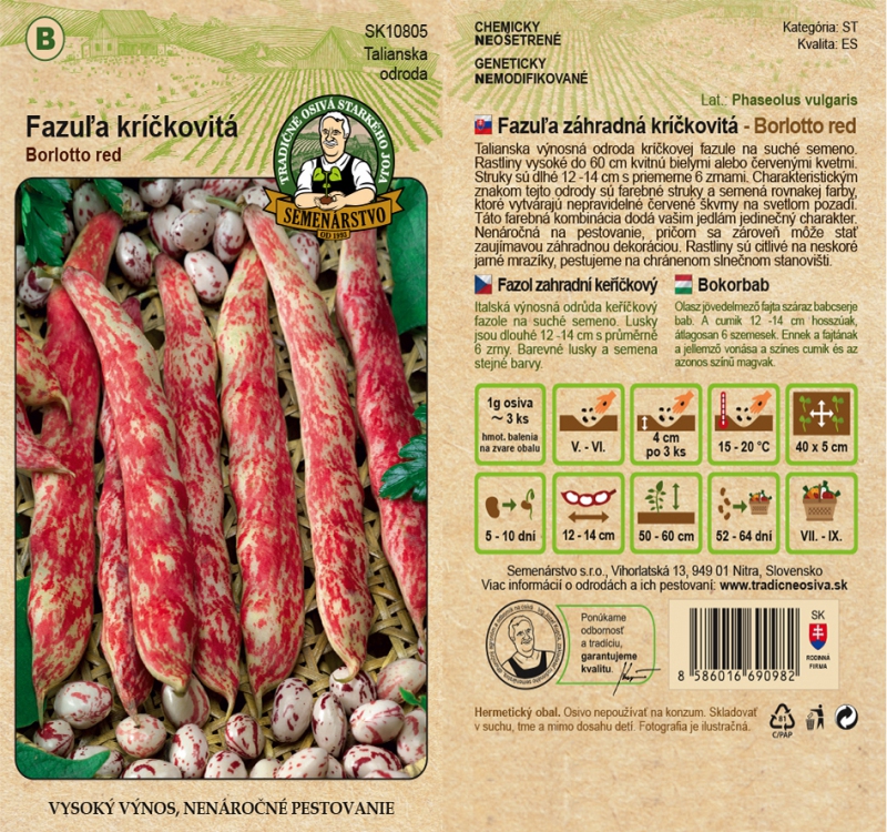 Semenárstvo Fazuľa záhradná kríčkovitá ´Borlotto red´