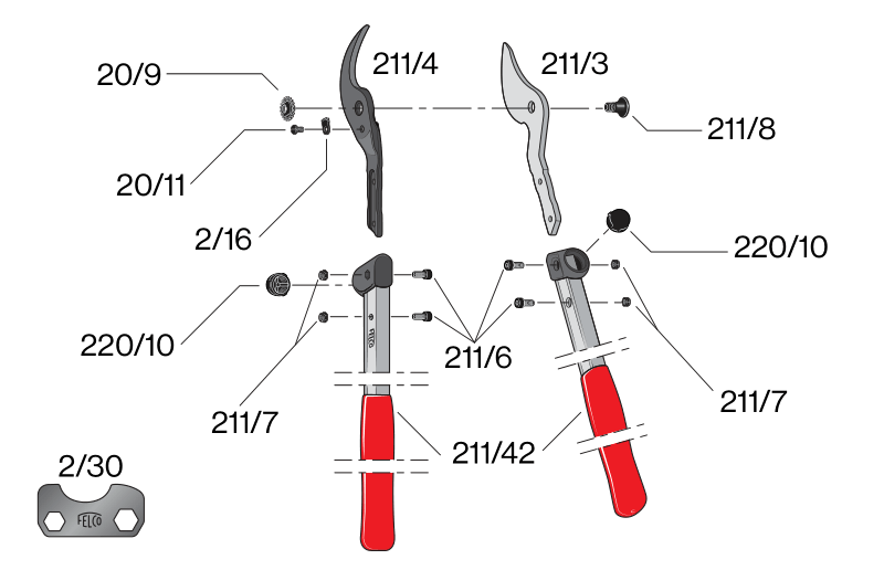 FELCO 211 - 60 Obojručné nožnice na konáre