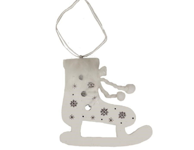 Korčuľa dekoračná drevená biela na zavesenie
