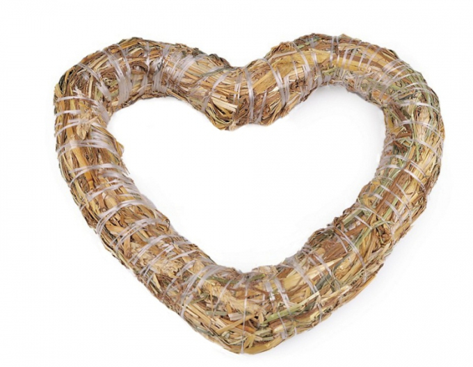Slamené srdce 25cm